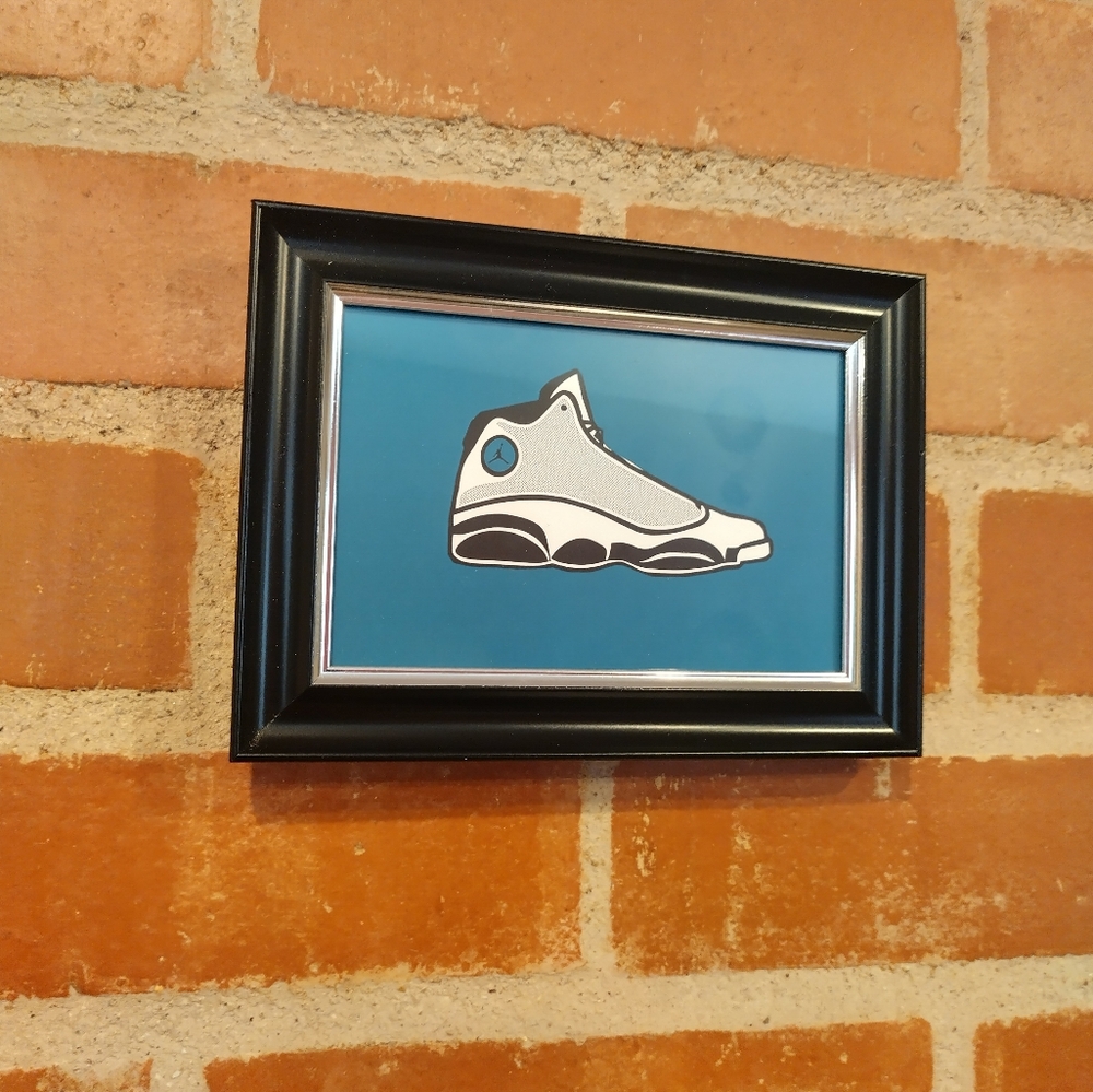 8 Bit Jordan 13 Framed Mini Art Print lo-fi Pixel Art By Neon Nicho